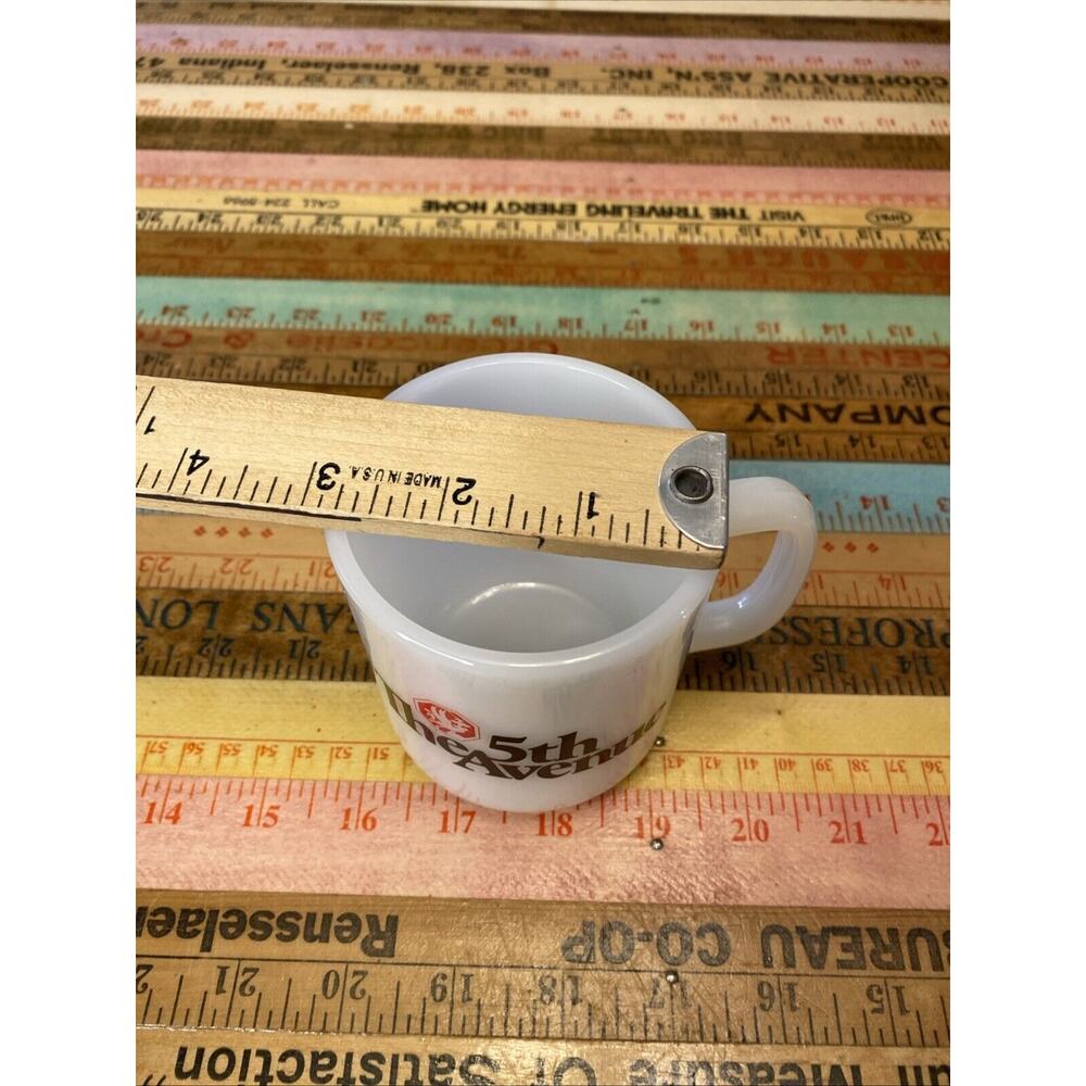 Vintage‎ Glasbake Milk Glass Coffee Mug Cup The 5th Avenue Made In USA - Picture 6 of 8